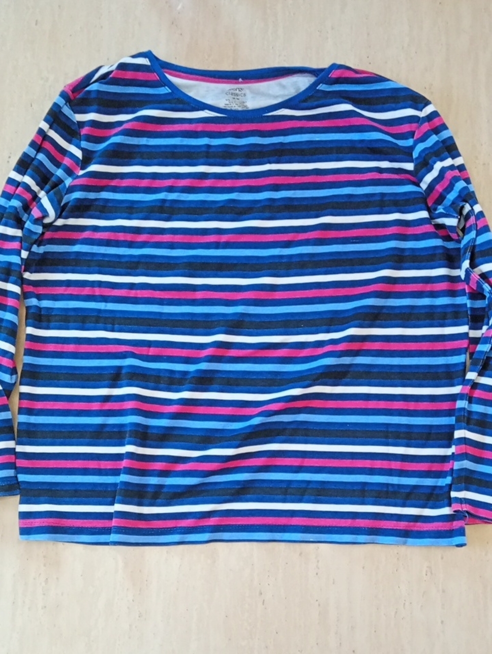 George Long Sleeve Striped Tee in Blue, Pink & White